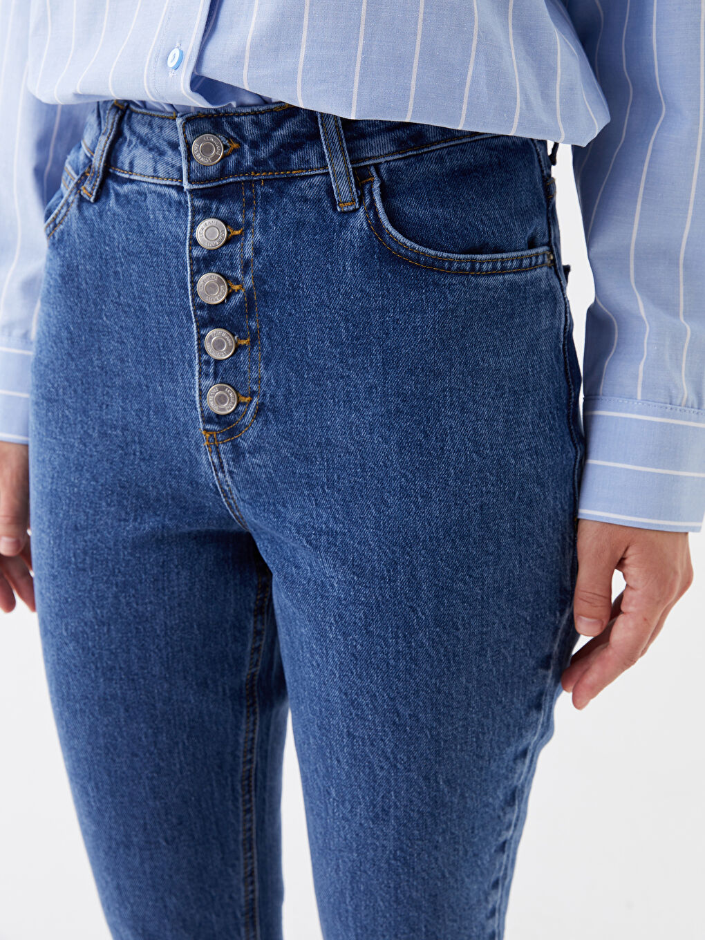 İndigo Mars Flare Kadın Jean Pantolon-4