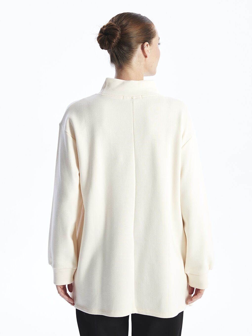 Funnel Neck Plain Long Sleeve Women's Tunic -W3DQ89Z8-L9Y