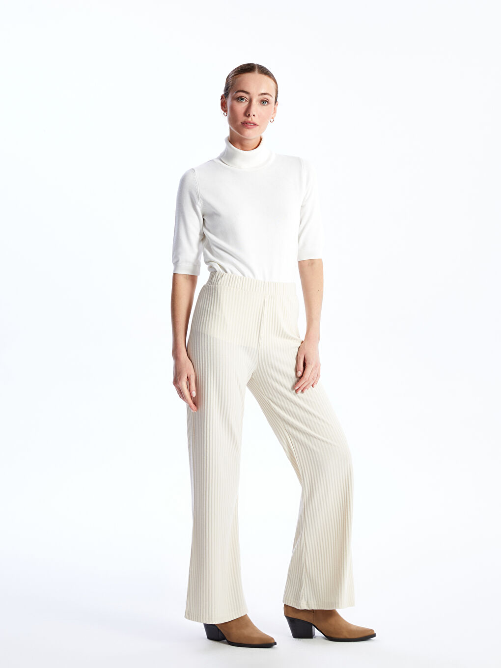 Elasticated Waist Slim Fit Women's Trousers-1