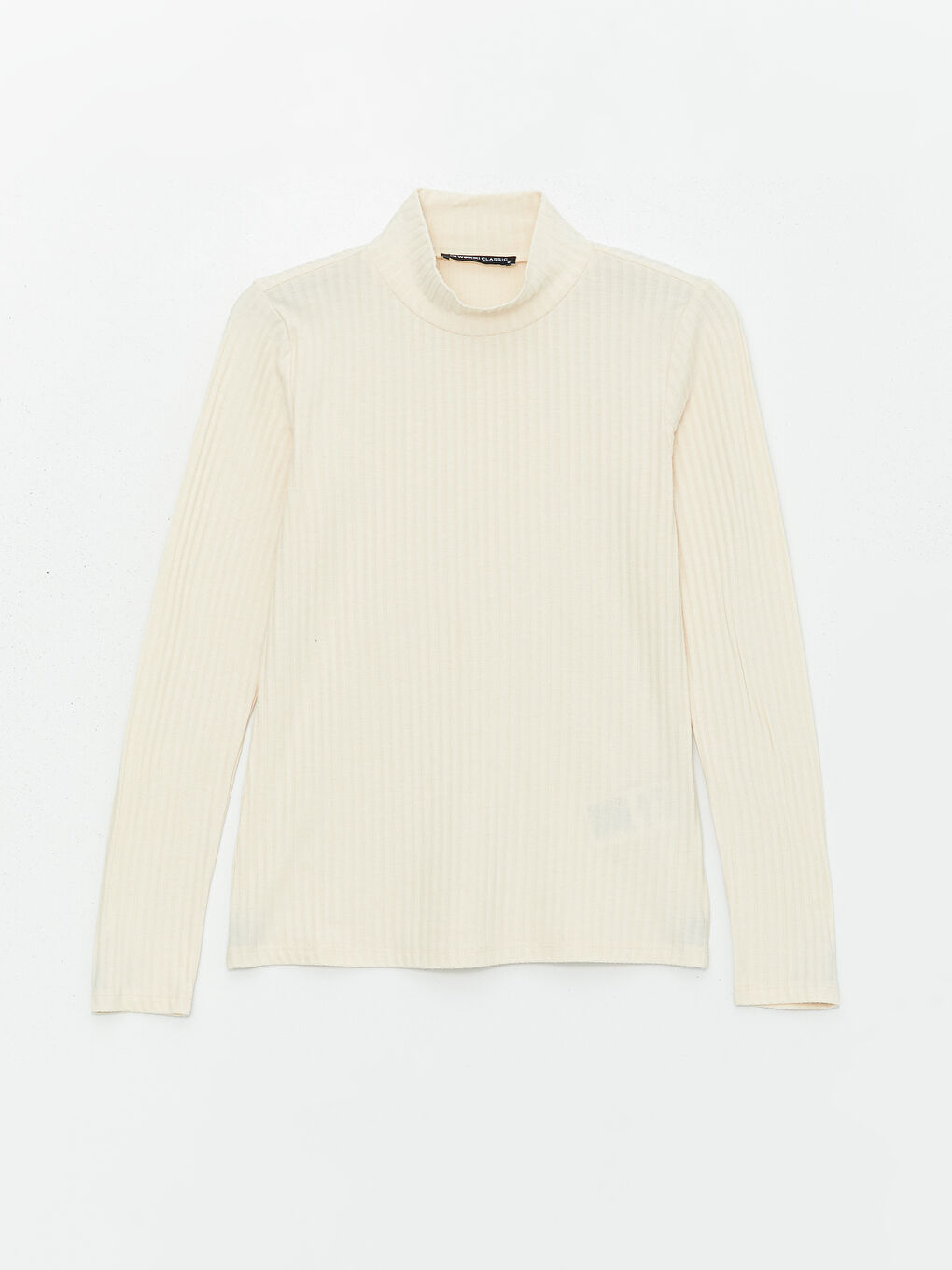 Funnel Neck Plain Long Sleeve Women's T-Shirt-5