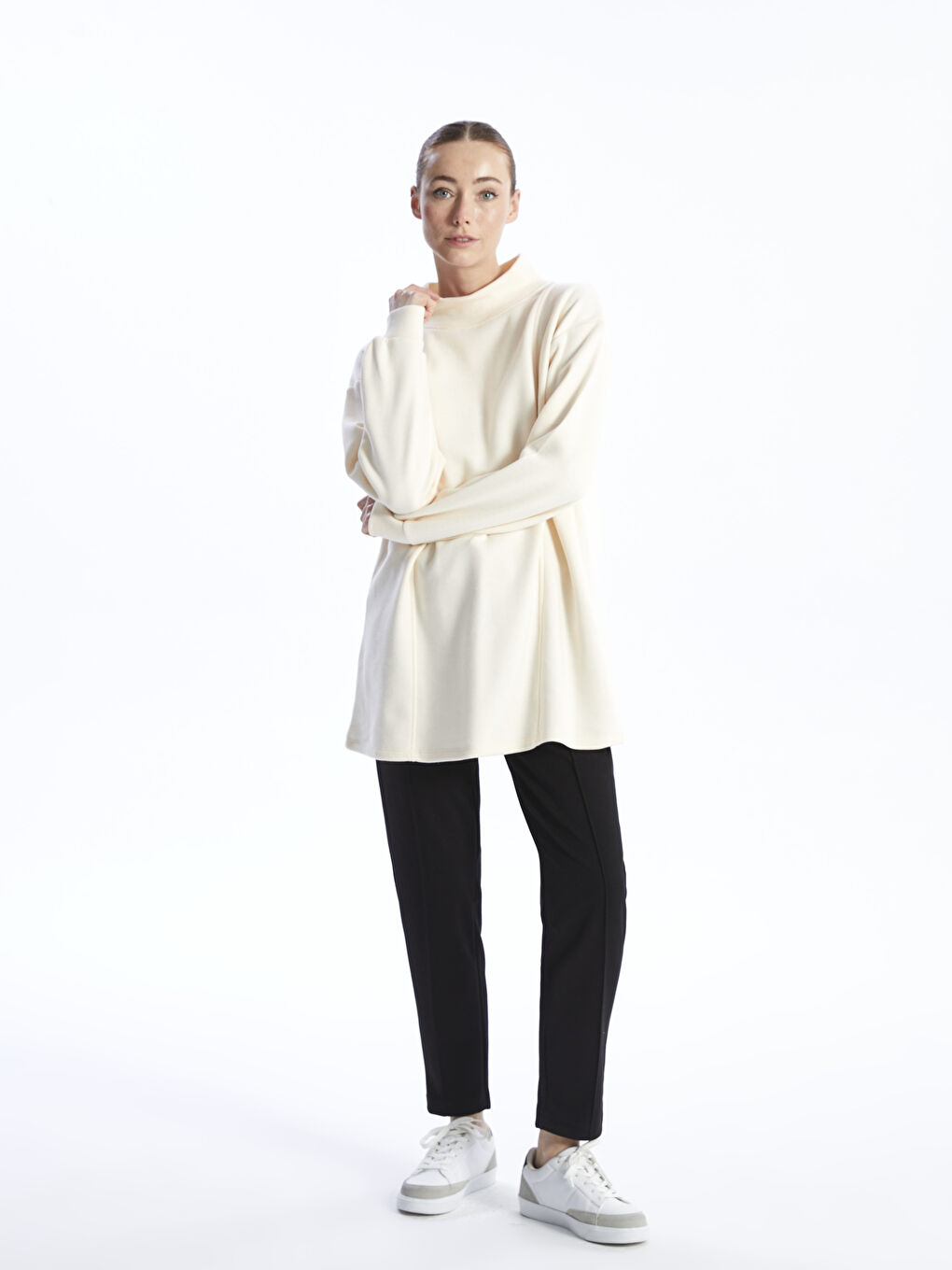 Women's Elastic Waist Plain Trousers