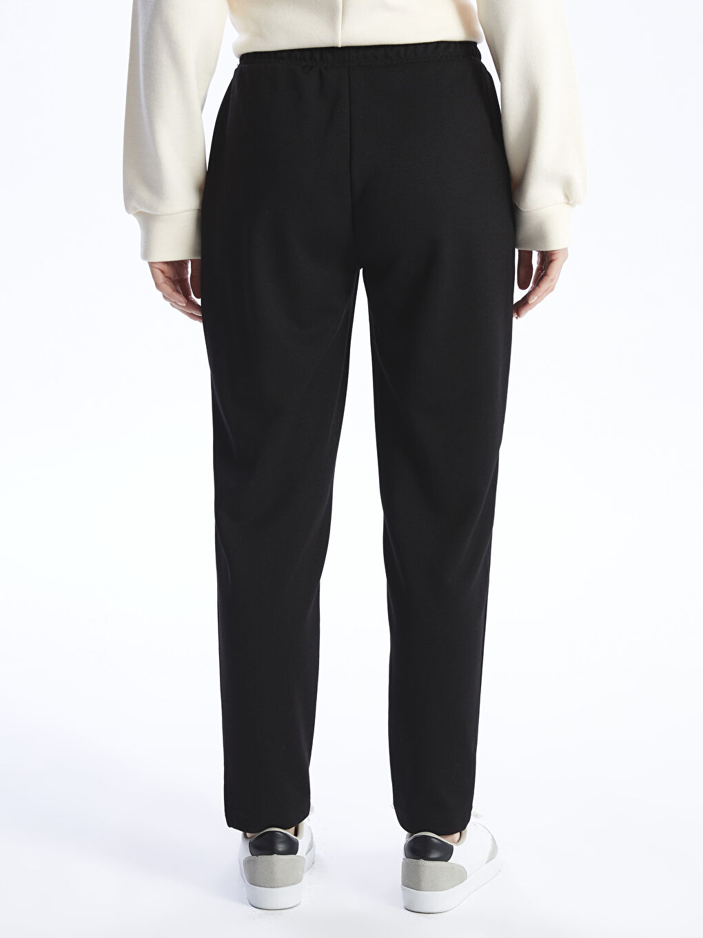 Women's Elastic Waist Plain Trousers-4