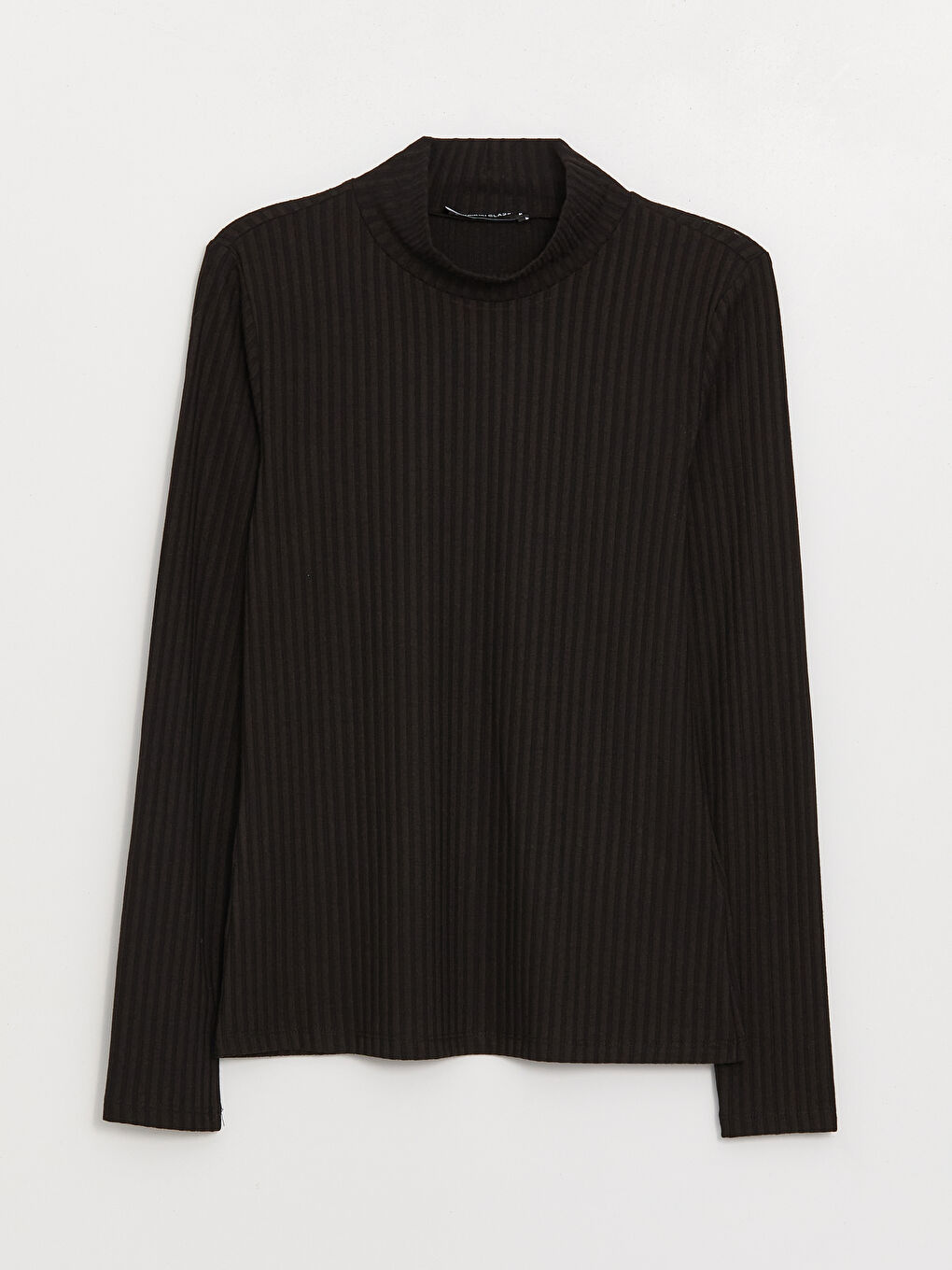 Funnel Neck Plain Long Sleeve Women's T-Shirt-5