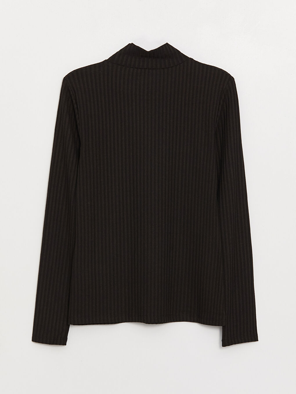 Funnel Neck Plain Long Sleeve Women's T-Shirt-6