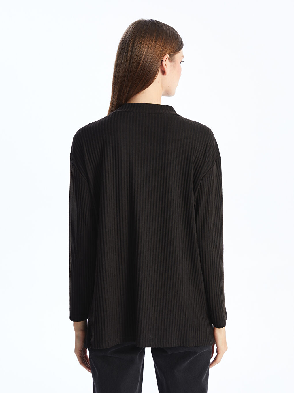 Funnel Neck Plain Long Sleeve Women's Tunic -W3DQ98Z8-CVL