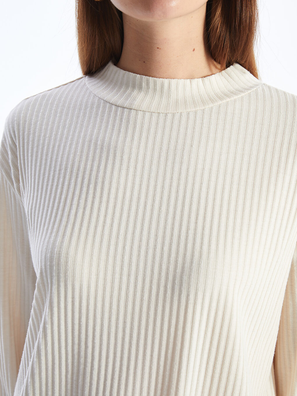 Funnel Neck Plain Long Sleeve Women's Tunic -W3DQ98Z8-FDP