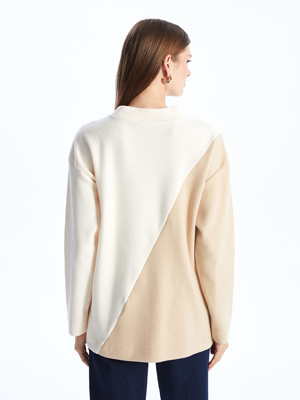 Funnel Neck Color Block Women's Tunic-4