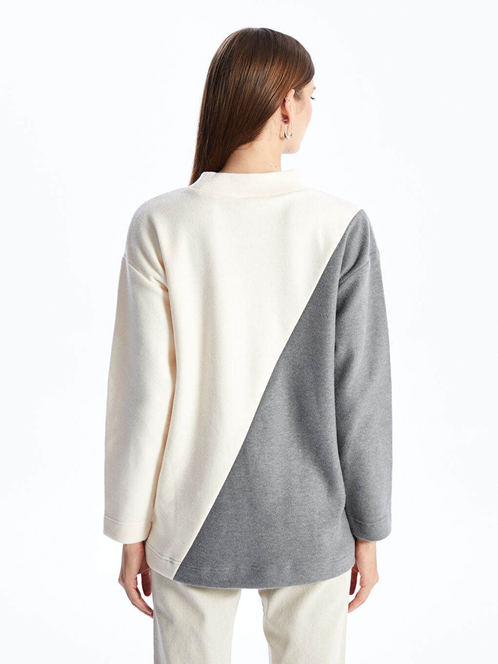 Funnel Neck Color Block Women's Tunic-4