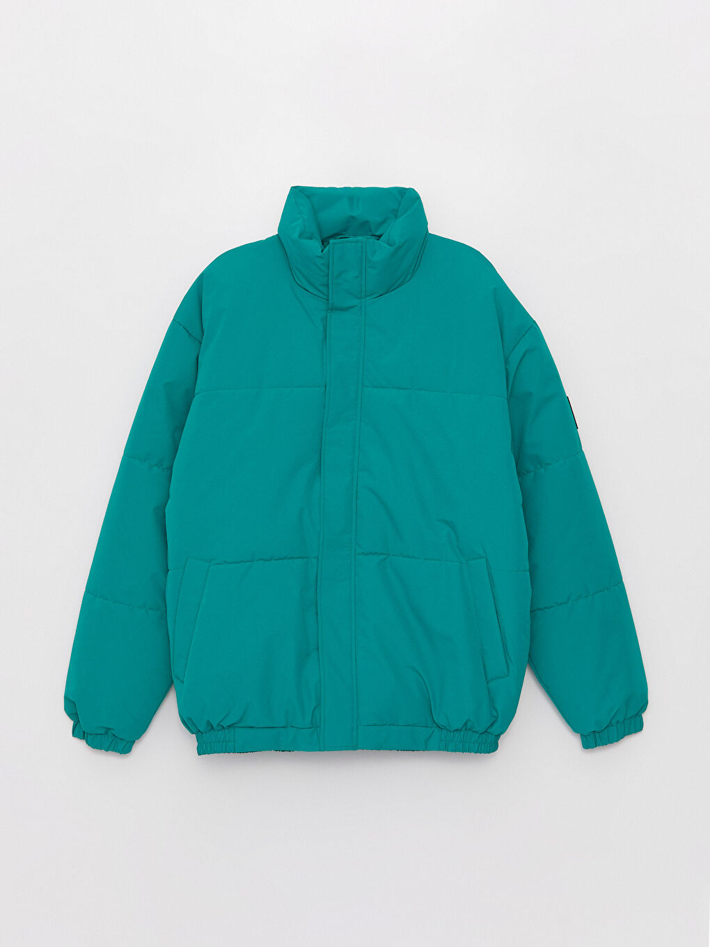 Relaxed Fit Funnel Neck Men's Puffer Coat-6