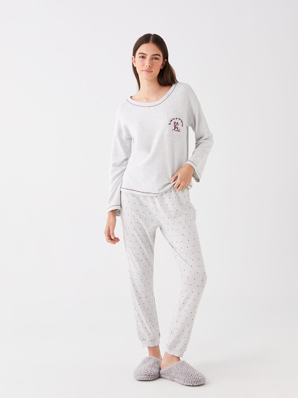 LCW DREAM Pyjama-Hosen für Damen mit elastischem Bund und Punktmuster -W3DR64Z8-998