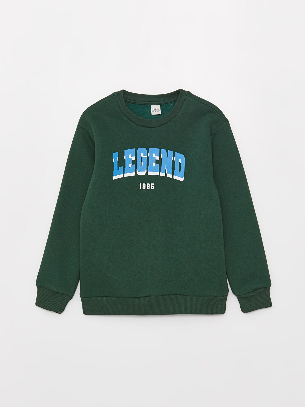 Yeşil Bisiklet Yaka Baskılı Uzun Kollu Erkek Çocuk Sweatshirt