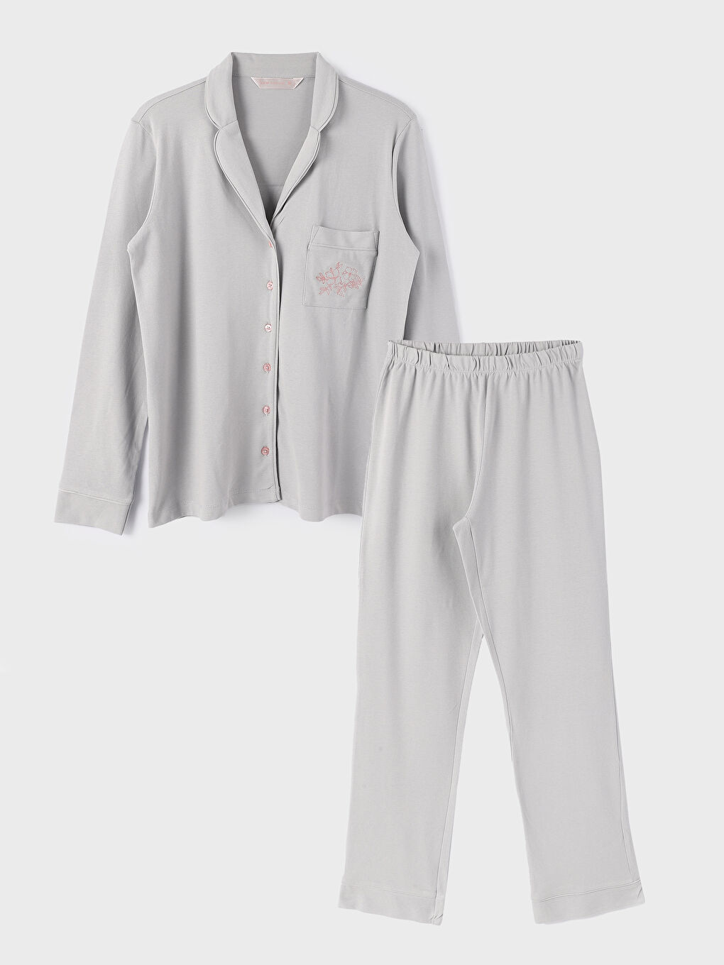 LCW DREAM Shirt Collar Printed Long Sleeve Women's Pyjamas Set -W3DS64Z8-VD7