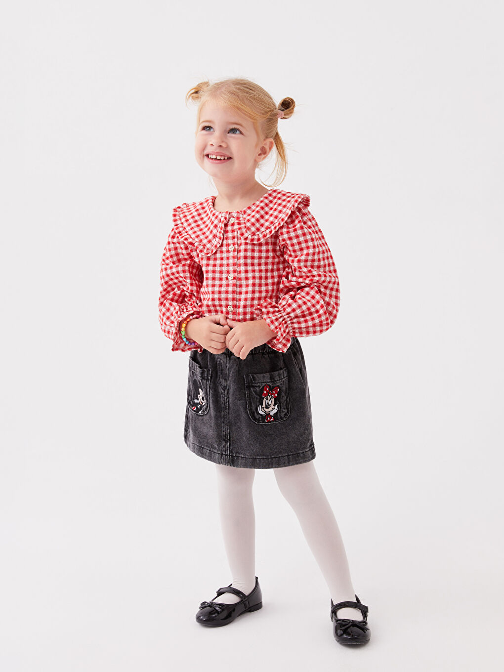 Jeansrock für Babymädchen mit elastischem Bund und Print-1