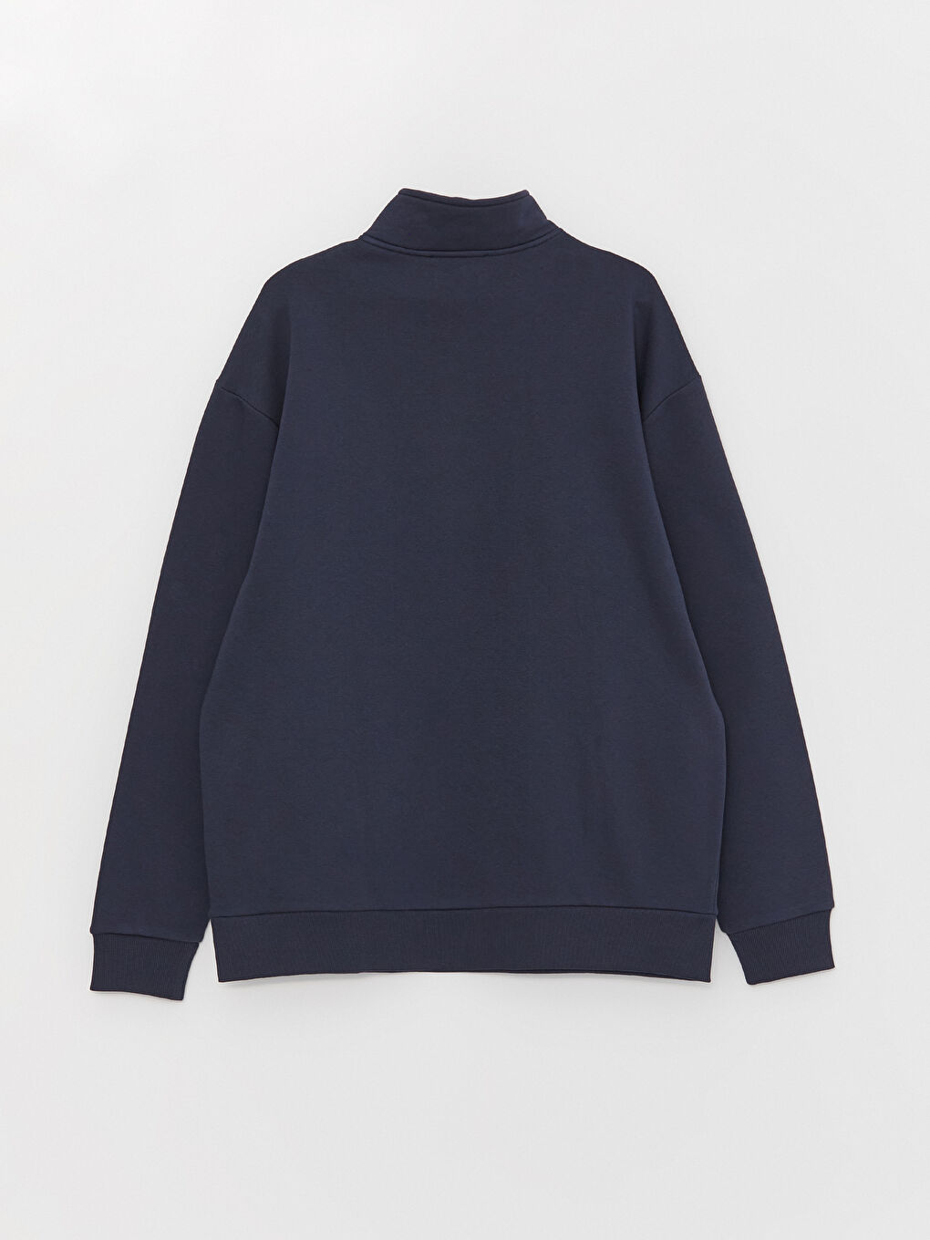 Lacivert Dik Yaka Uzun Kollu Baskılı Erkek Kalın Sweatshirt-8