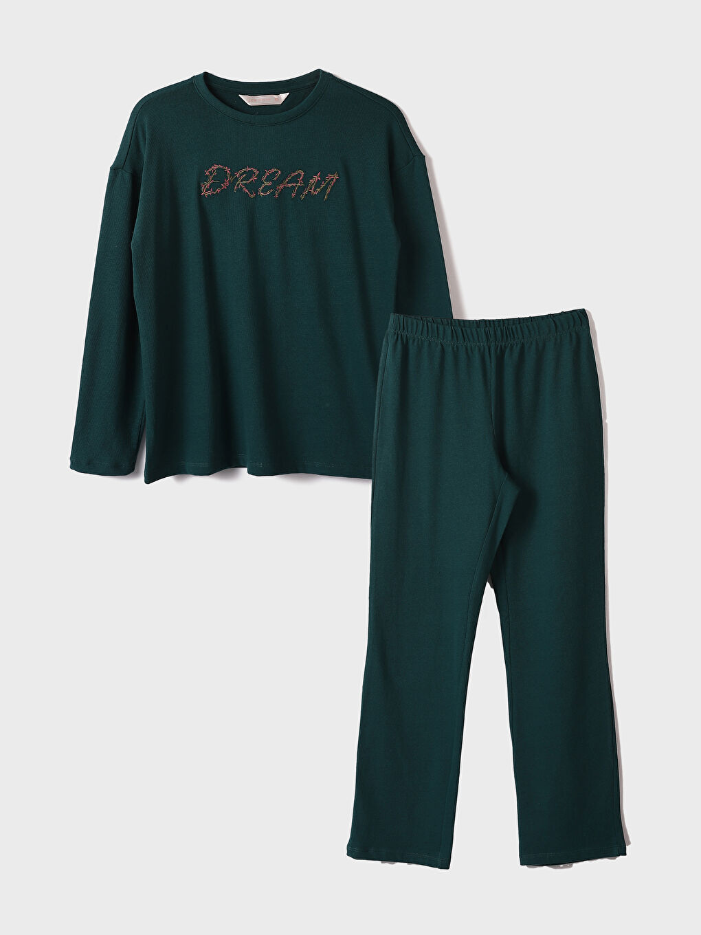 Bisiklet Yaka Baskılı Uzun Kollu Kadın Pijama Takımı