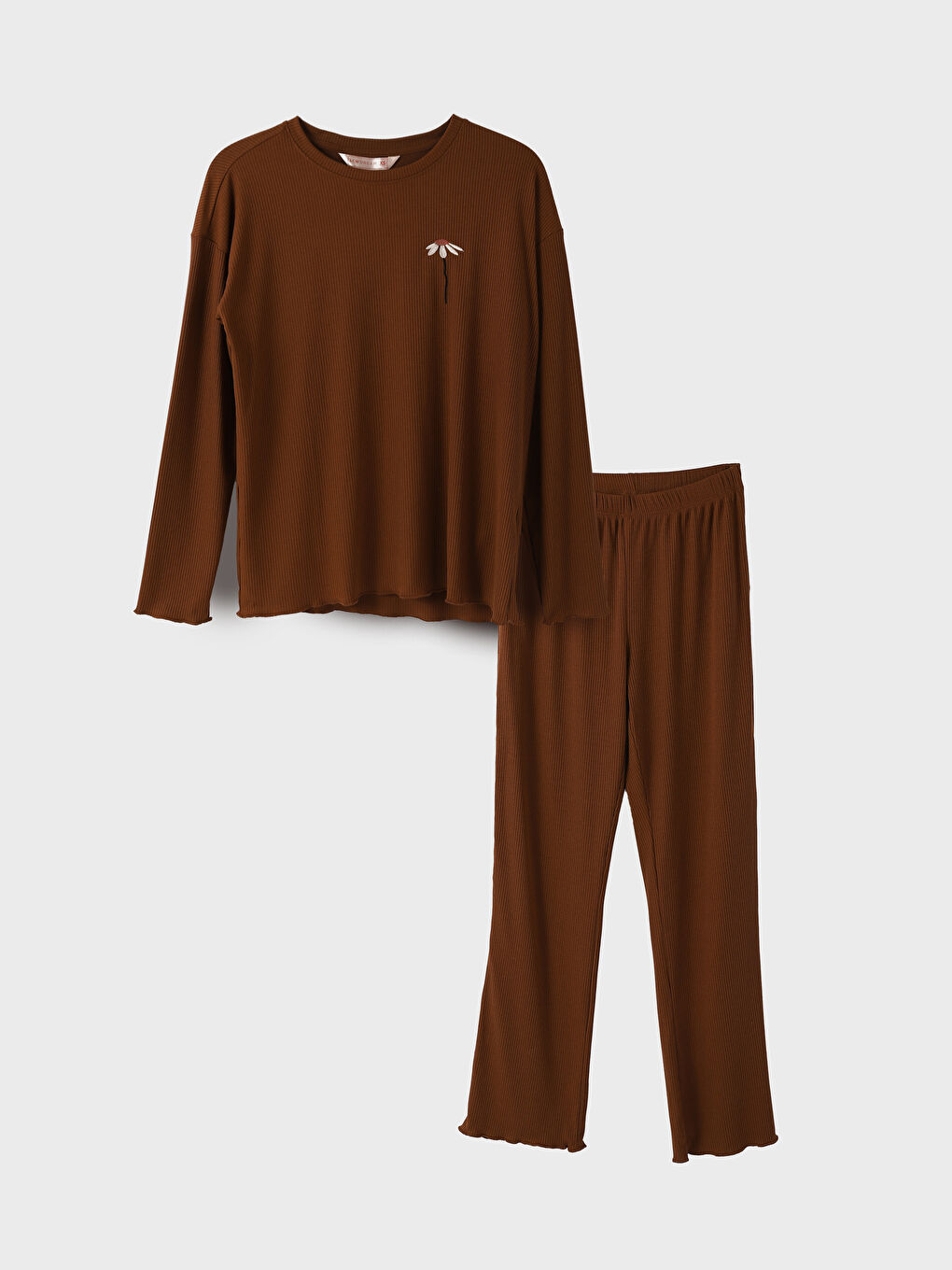 Crew Neck Printed Long Sleeve Women's Pyjama Set