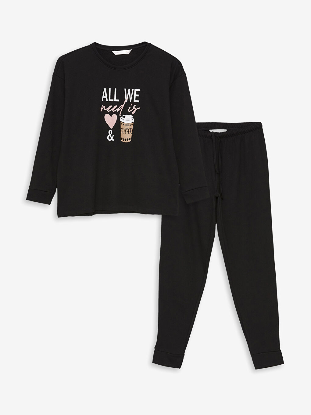 Crew Neck Printed Long Sleeve Women's Pyjama Set-5