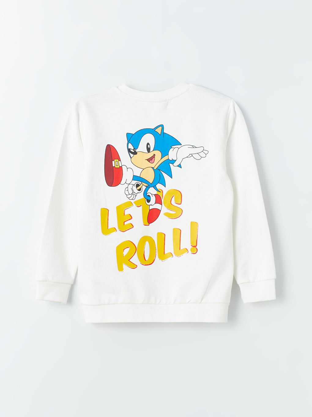 LCW Kids Ekru Bisiklet Yaka Sonic Baskılı Uzun Kollu Erkek Çocuk Sweatshirt - 1