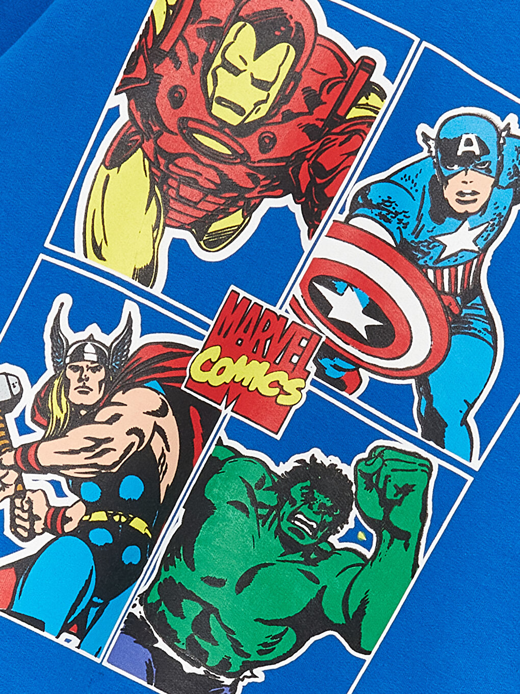 Mavi Marvel Baskılı Uzun Kollu Erkek Çocuk Hoodie-3