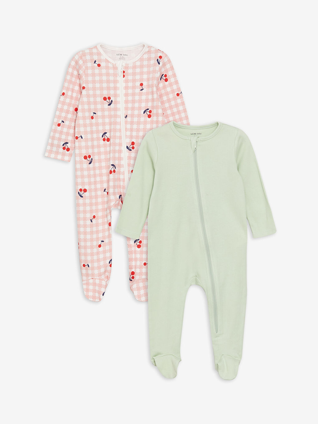 سلوبيت بنت بيبي بياقة دائرية، مجموعة من ٢ (من عمر ٠-١٢ شهر بجرابات، و بعد ١٢ شهر من غير جرابات)