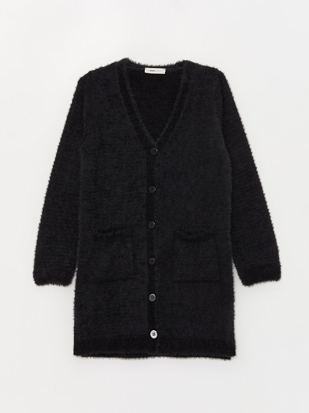 Siyah V Yaka Kadın Triko Hırka-5