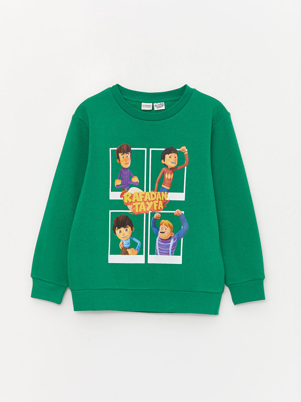 Yeşil Bisiklet Yaka Rafadan Tayfa Baskılı Uzun Kollu Erkek Çocuk Sweatshirt-4