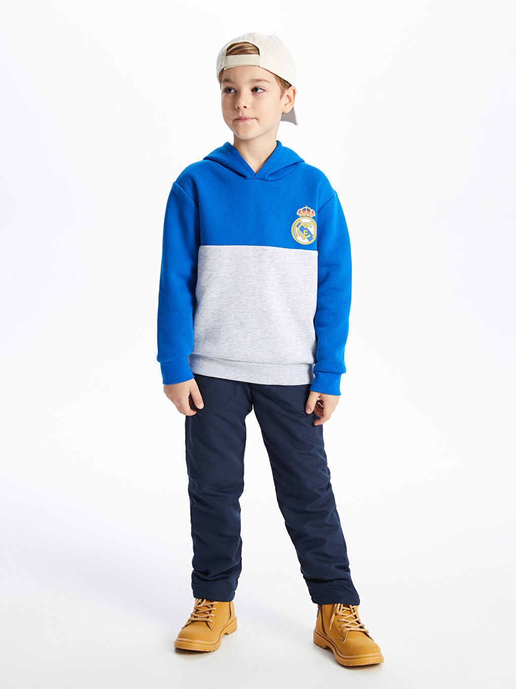 LCW Kids Koyu Mavi Real Madrid Baskılı Uzun Kollu Erkek Çocuk Hoodie - 1