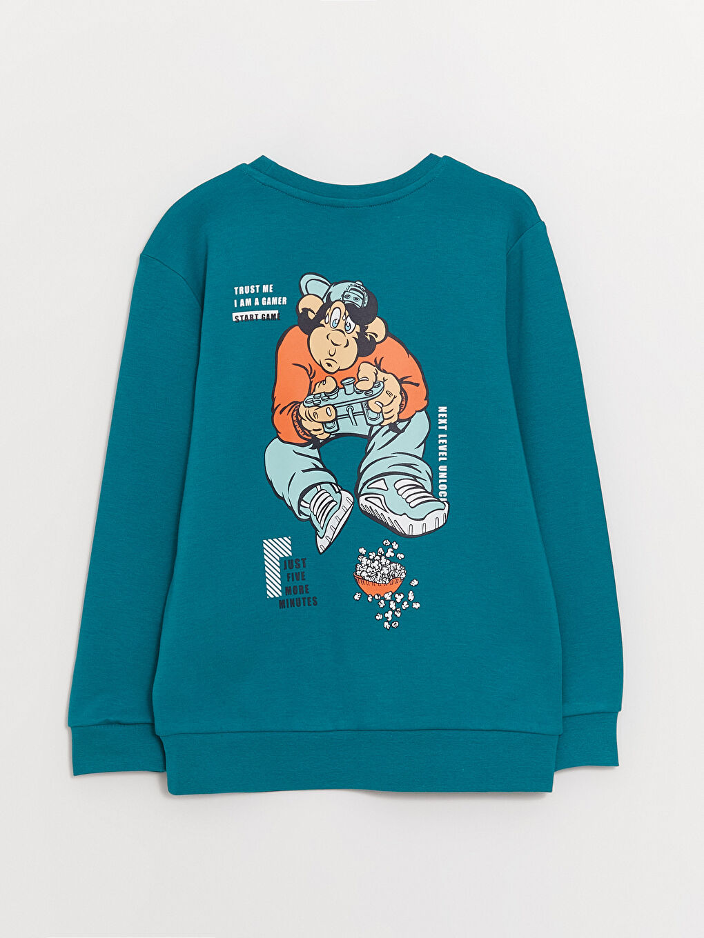 Crew Neck Nostalgic Monkey Printed Long Sleeve Boys' T-Shirt-2