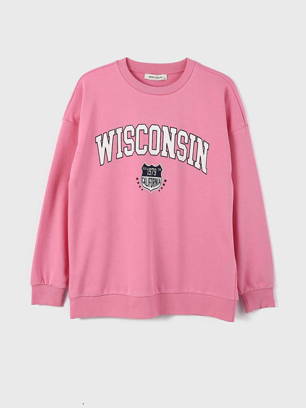 سويت شيرت كم طويل مطبوع بياقة دائرية للسيدات