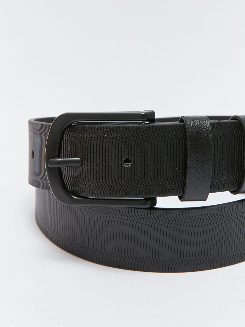 Siyah Deri Görünümlü Erkek Kemer-3