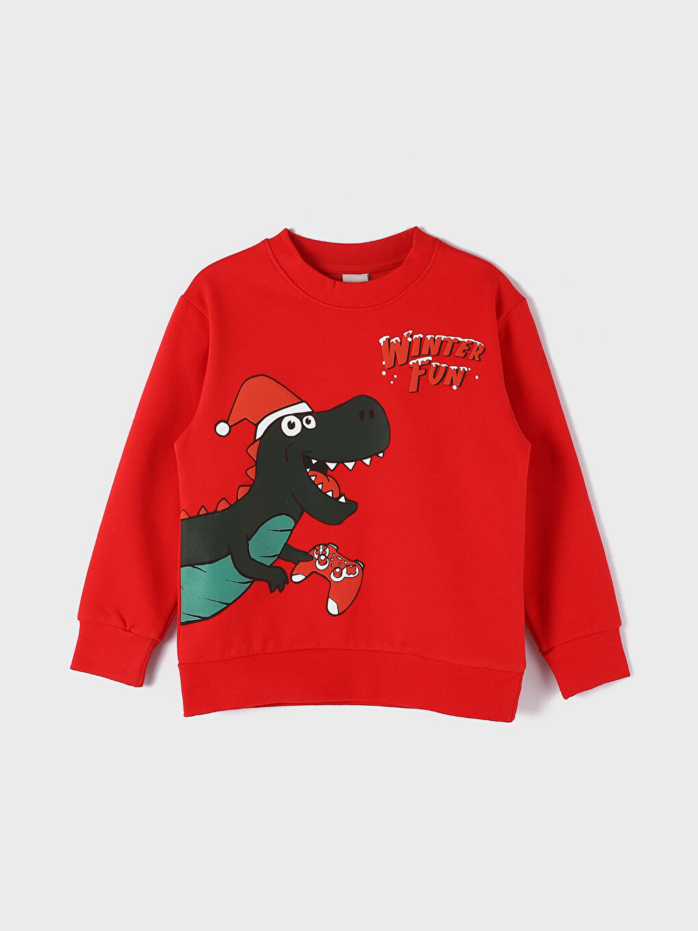 سويت شيرت كم طويل مطبوع بياقة دائرية للأولاد