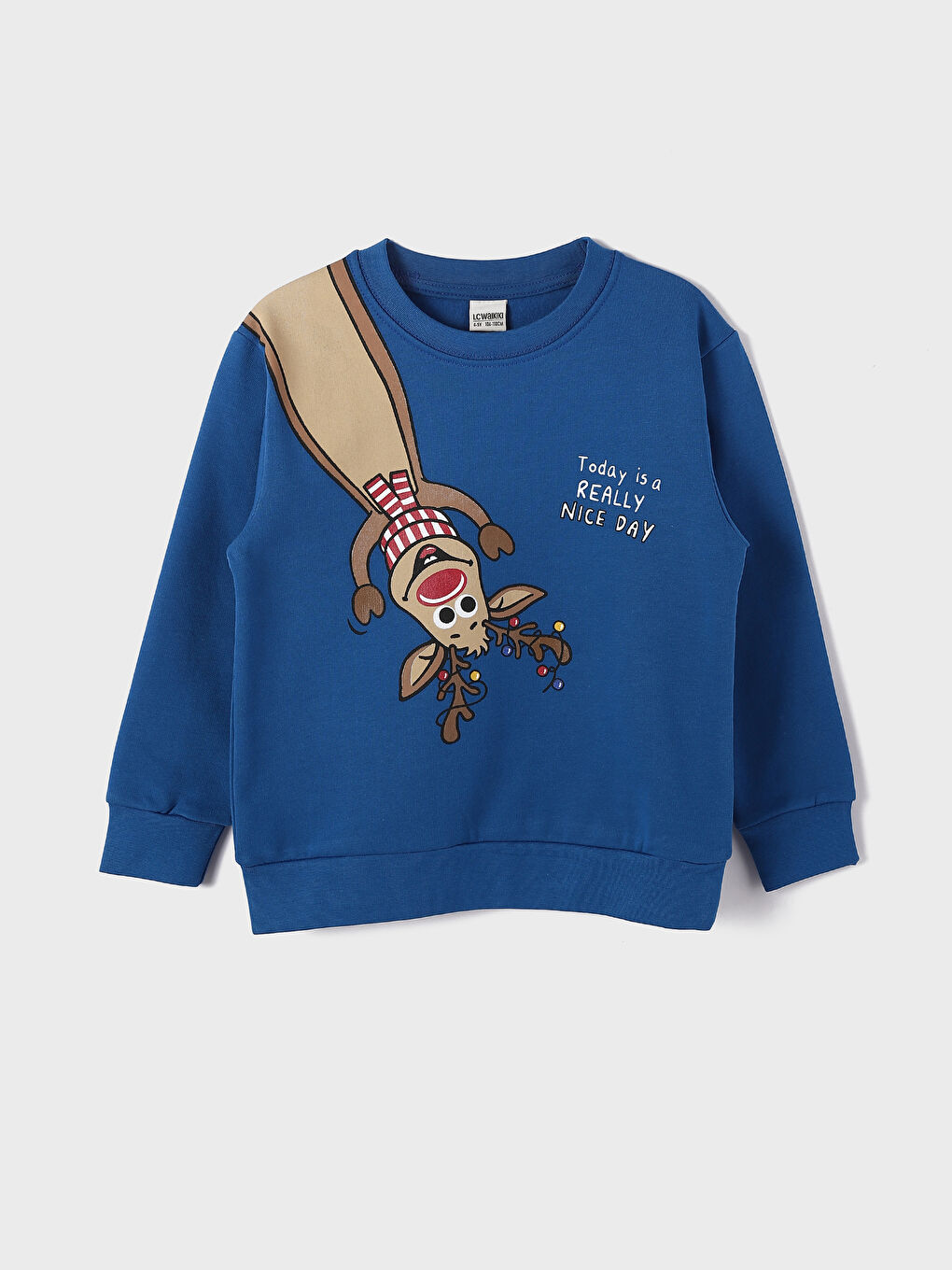 تيشيرت للأولاد بياقة دائرية مطبوع كم طويل