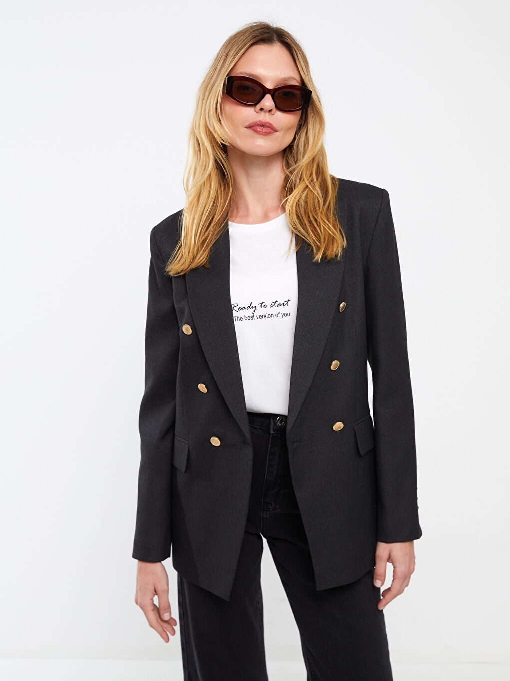 Plain Long Sleeve Women's Blazer Jacket