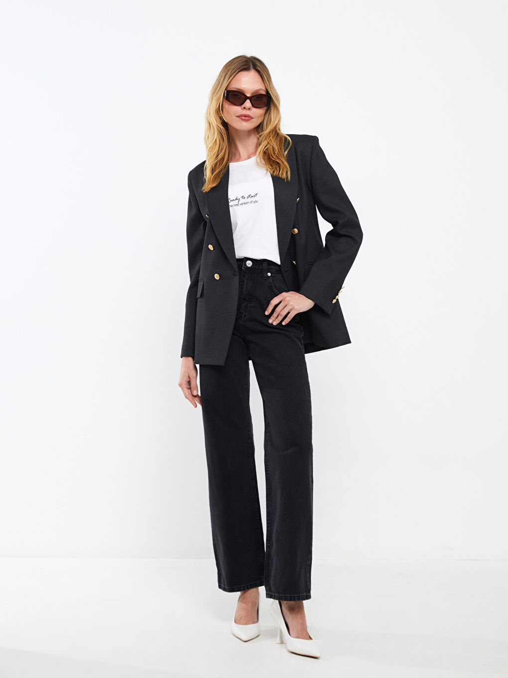 Plain Long Sleeve Women's Blazer Jacket-3