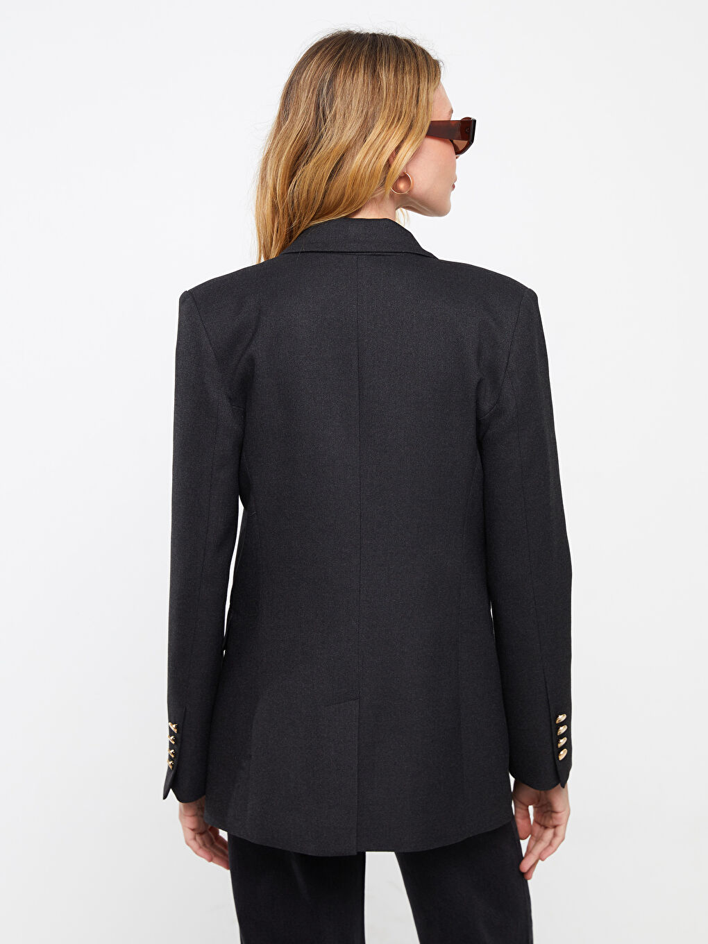 Plain Long Sleeve Women's Blazer Jacket-5