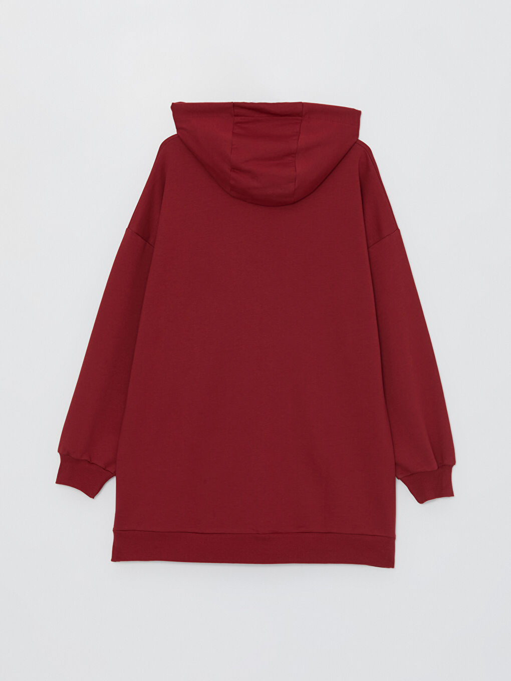 LCW Modest Kırmızı Kapüşonlu Oversize Kadın Fermuarlı Sweatshirt - 7