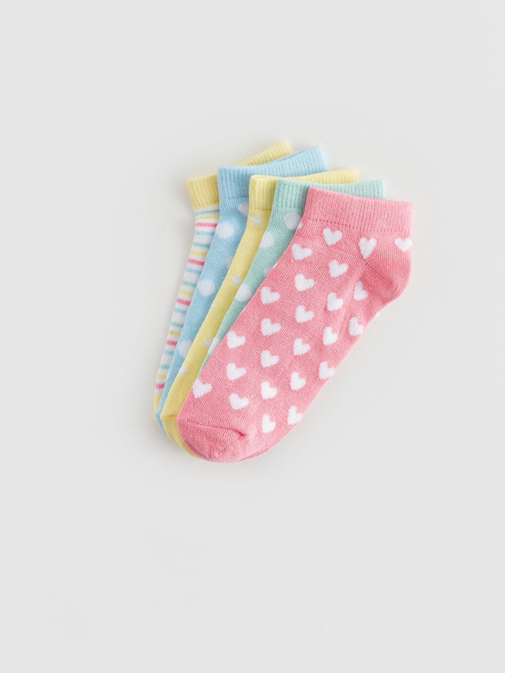 Patterned Girls' Trainer Socks 5 Pack-1