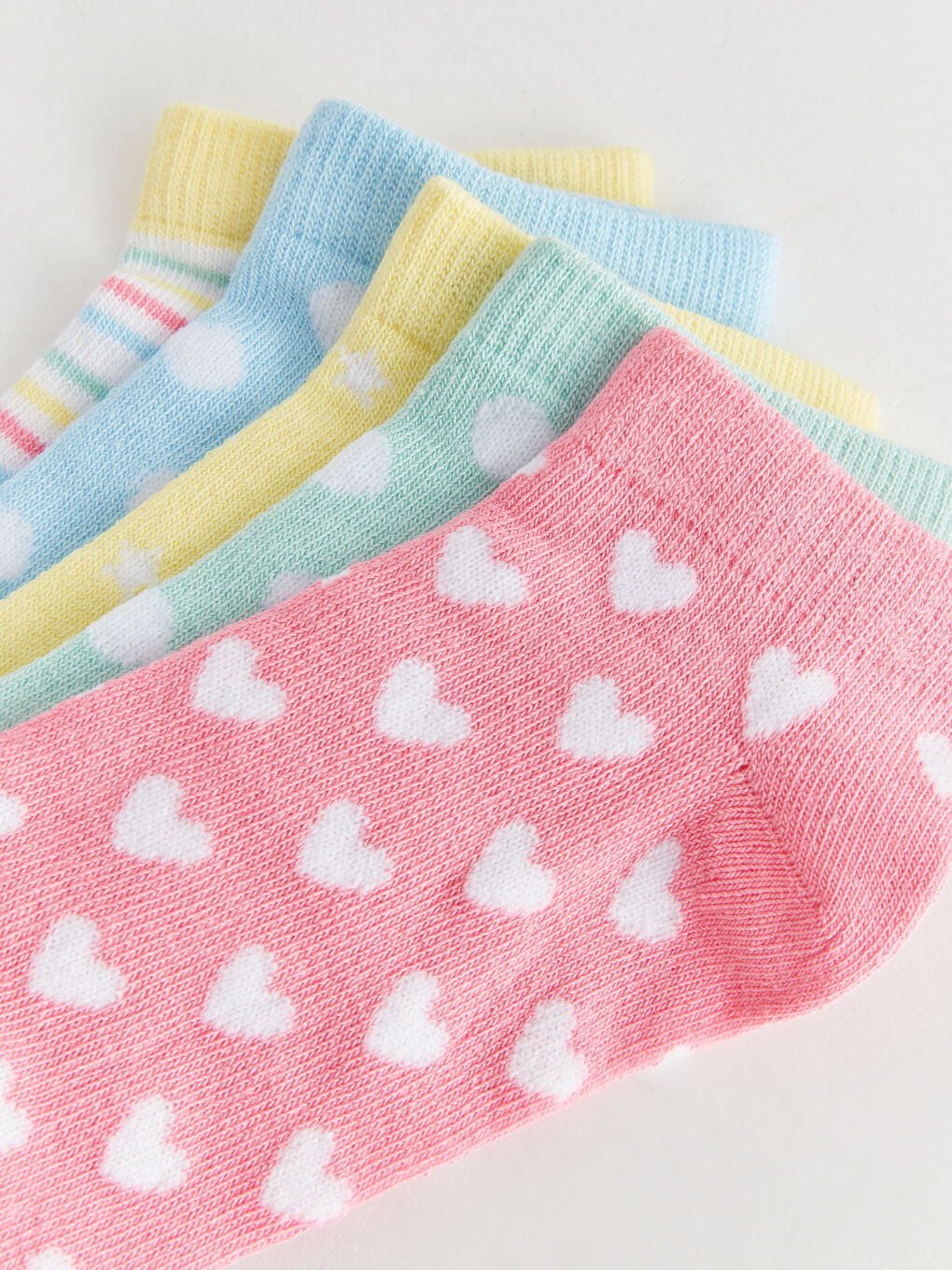 Patterned Girls' Trainer Socks 5 Pack-2