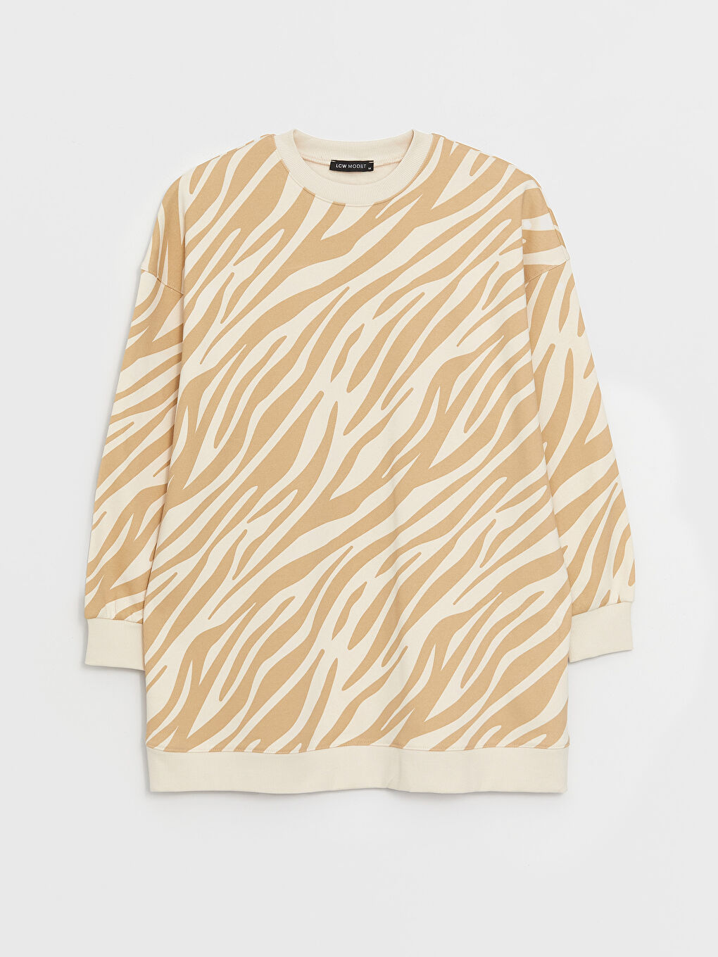 Crew Neck Patterned Long Sleeve Women's Sweatshirt Tunic-5