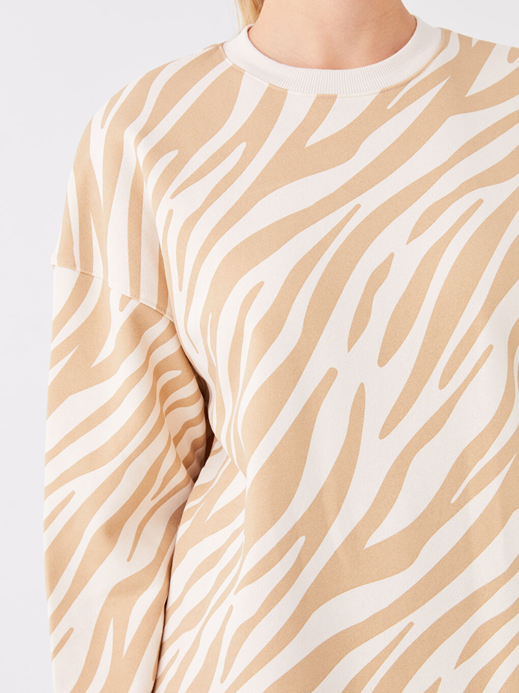 Crew Neck Patterned Long Sleeve Women's Sweatshirt Tunic-3