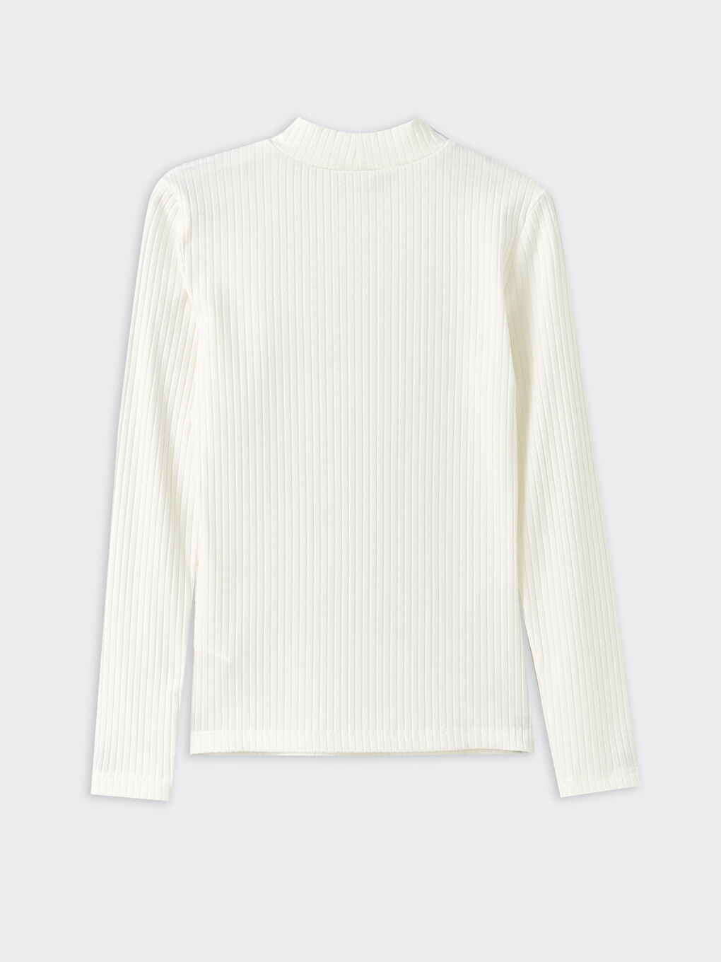 Ekru Yarım Balıkçı Yaka Kendinden Desenli Uzun Kollu Tunik-6