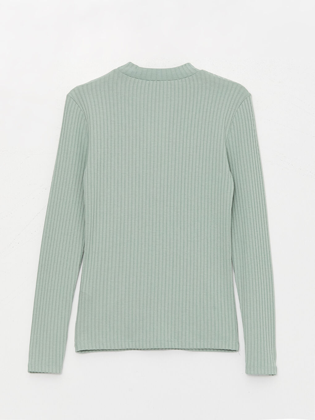 Yeşil Yarım Balıkçı Yaka Kendinden Desenli Uzun Kollu Tunik-6