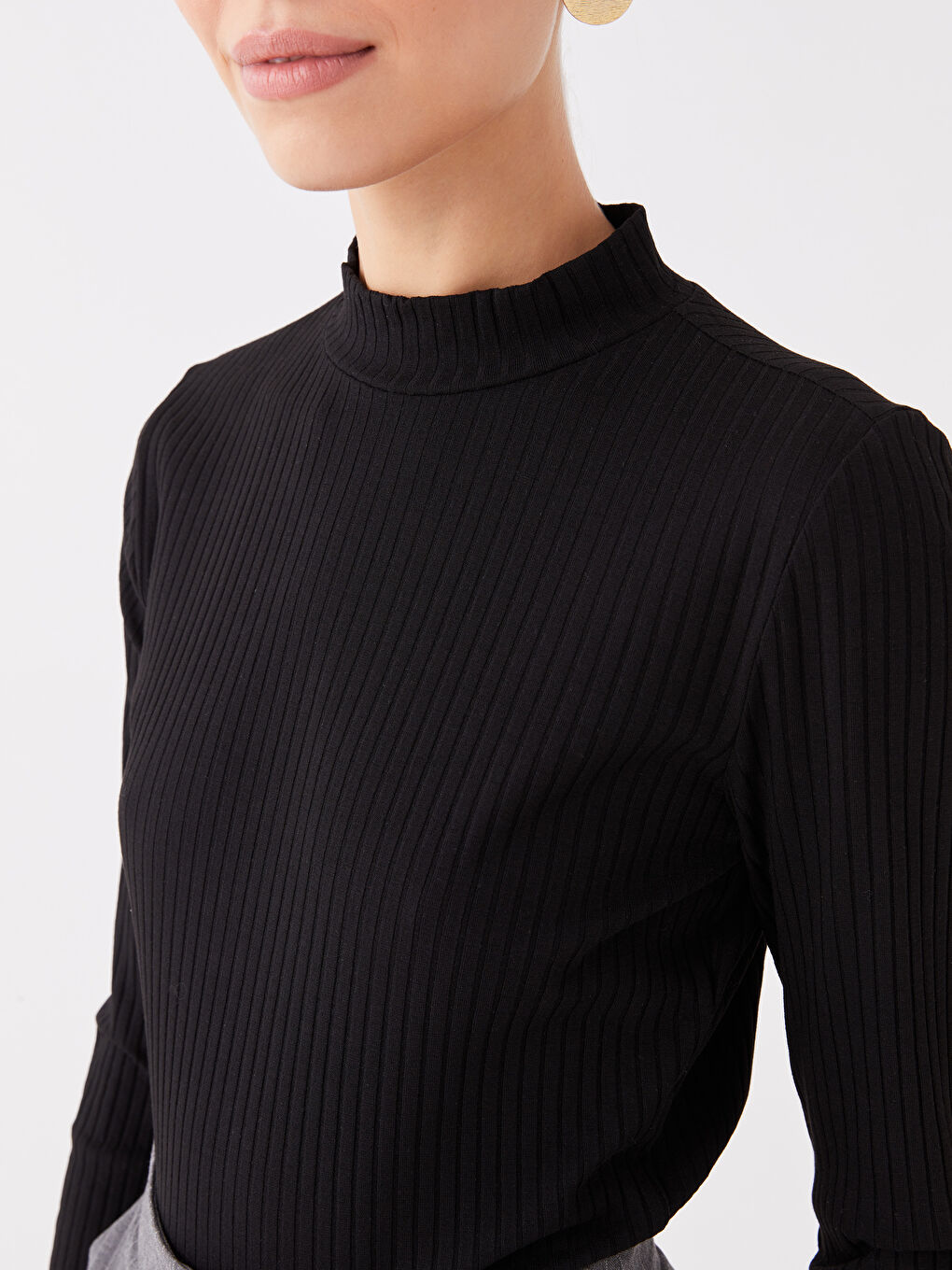 تونيك بأكمام طويلة و بنصف ياقة مُدورة بنقشة ذاتية-6