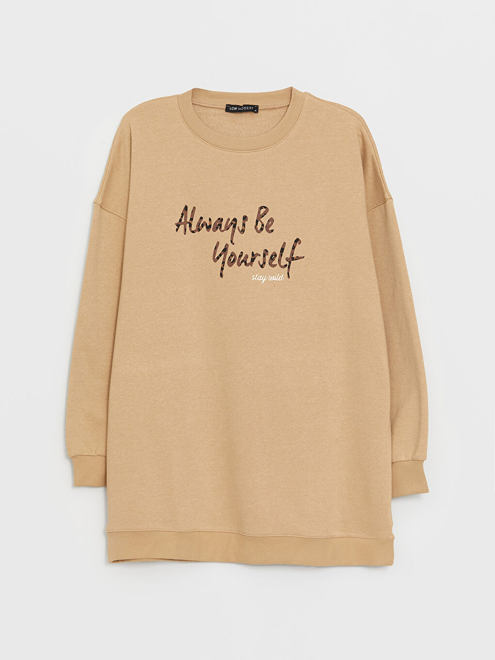 Crew Neck Printed Long Sleeve Oversize Women's Sweatshirt Tunic -W3DV60Z8-VH4