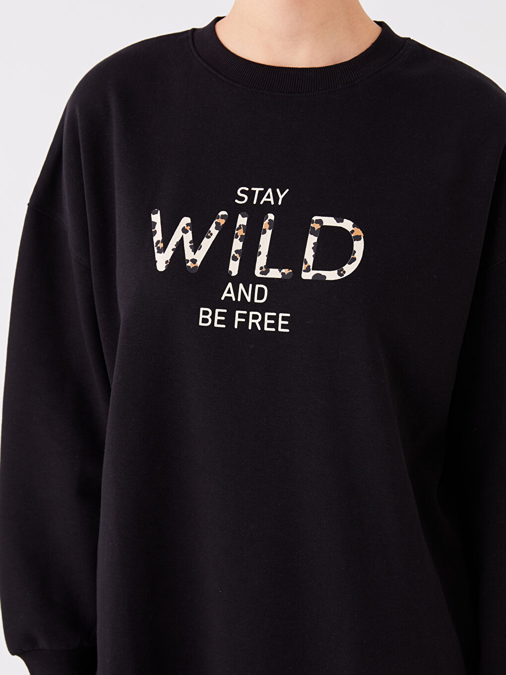 تونیکی سویتشێرتی قۆڵ درێژی چاپکراوی یه‌خه‌ خڕ ئۆڤەرسایز بۆ ژنان-7