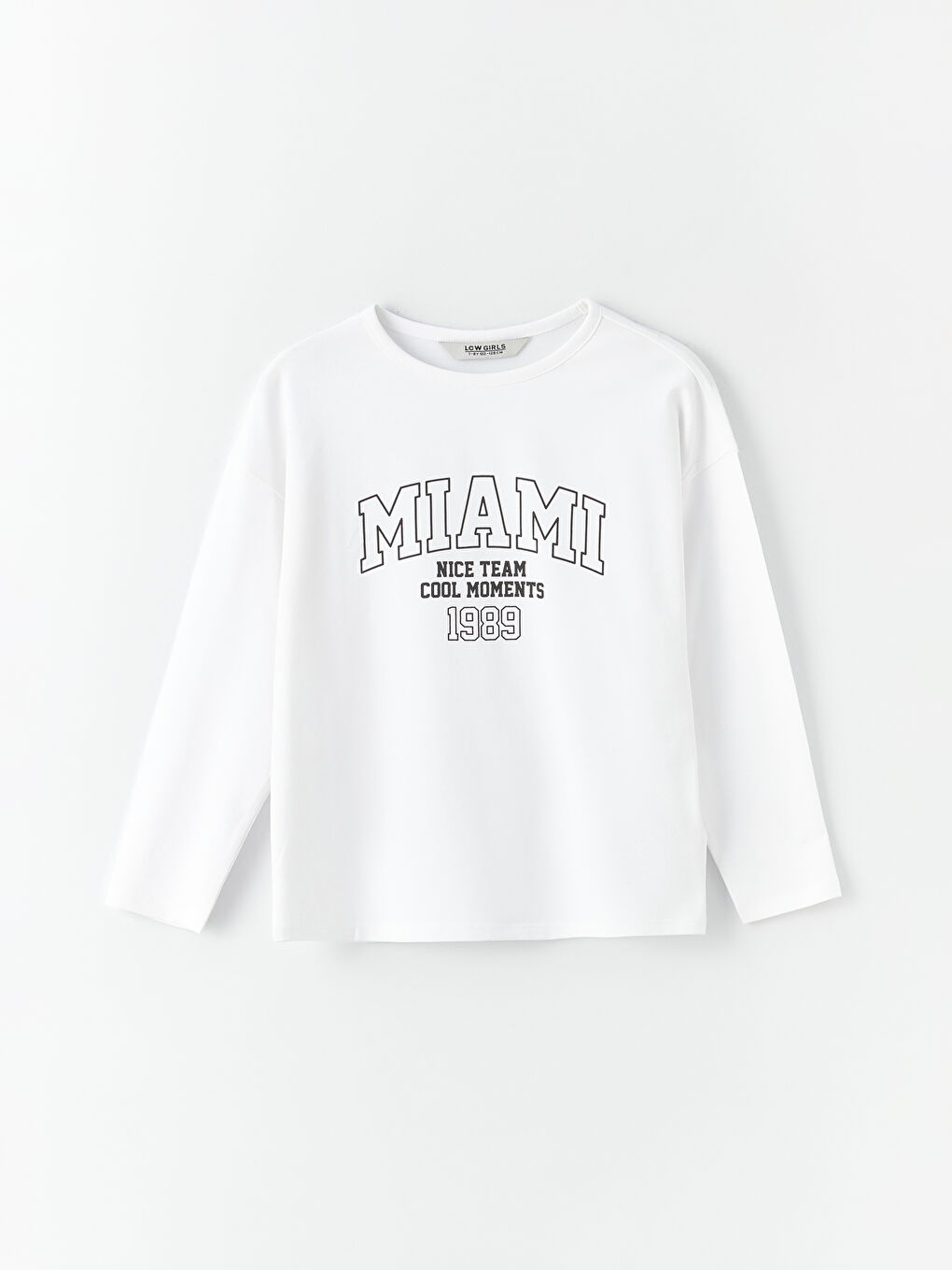 Crew Neck Printed Long Sleeve Girls' T-Shirt