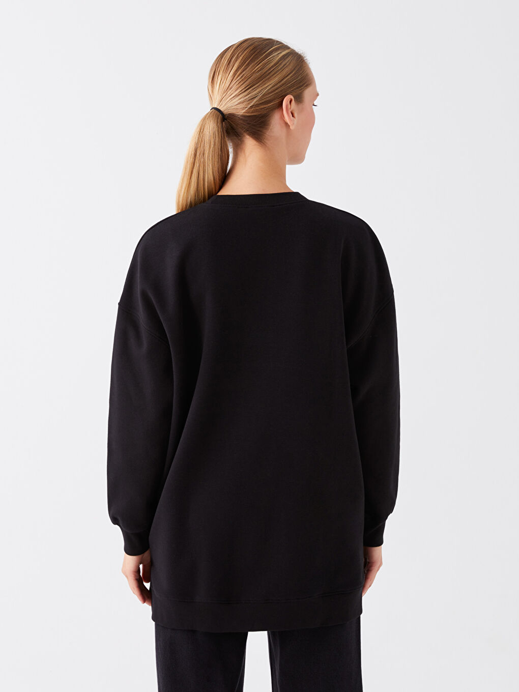 تونیکی سویتشێرتی قۆڵ درێژی چاپکراوی یه‌خه‌ خڕ ئۆڤەرسایز بۆ ژنان-4