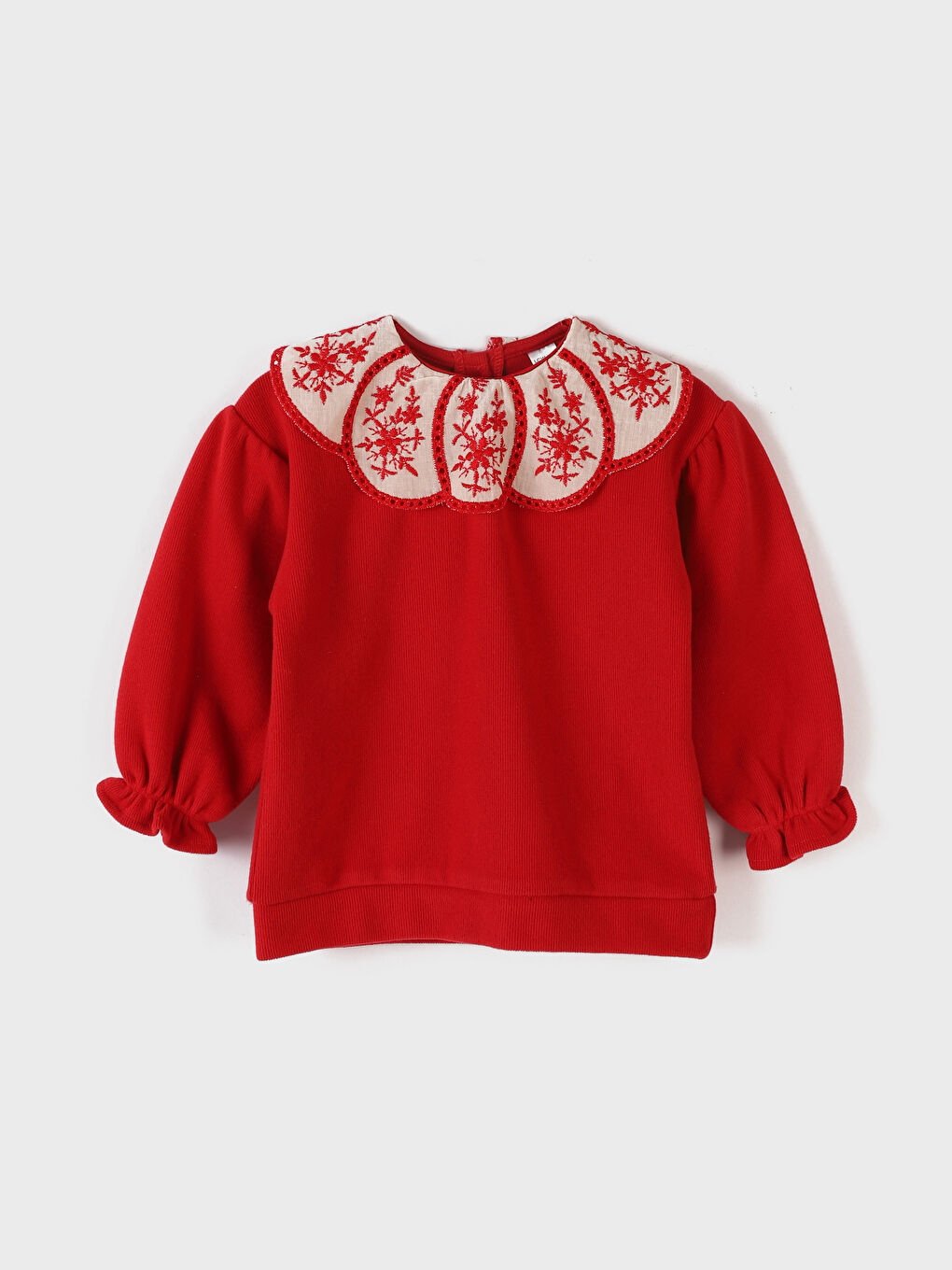 سويت شيرت بناتي بسيط بياقة دانتيل