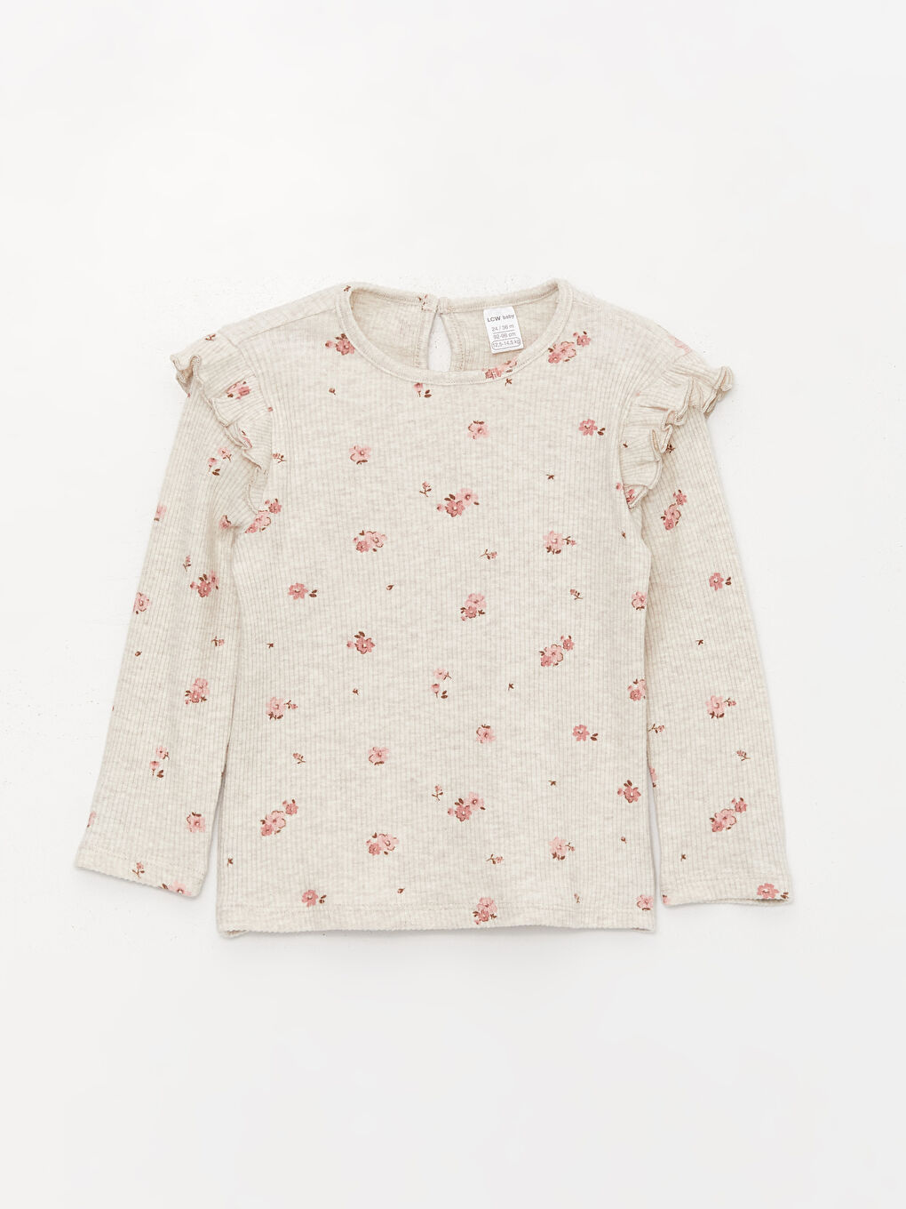 Karışık Bisiklet Yaka Uzun Kollu Kız Bebek Tişört ve Tayt 2'li Takım-1