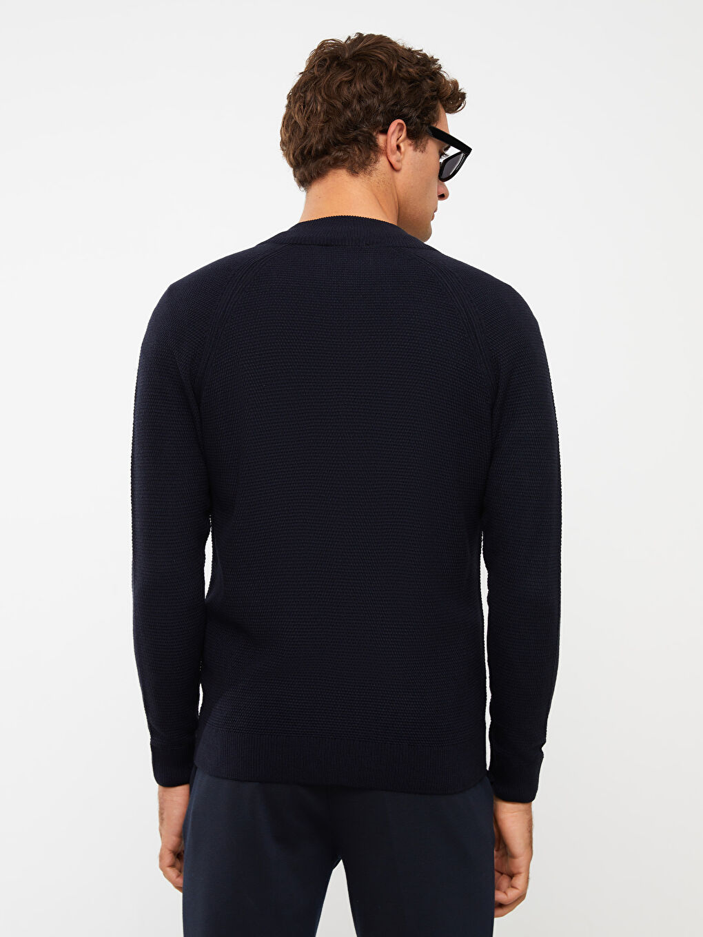 Regular Fit Funnel Neck Men's Knit Cardigan-4